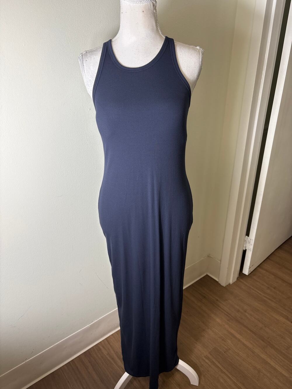 Athleta Navy Sleeveless Ribbed Bodycon Maxi Dress Sz SP